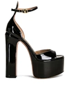 Valentino Tan-go 155 Platform Sandals In Patent Leather In Nero