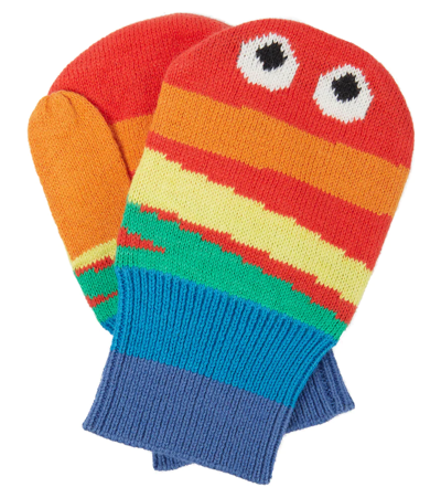 Stella Mccartney Kids' Organic Cotton & Wool Knit Mittens In Red