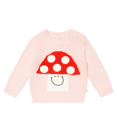 Stella Mccartney Baby Intarsia Cotton And Wool Sweater In Rosa