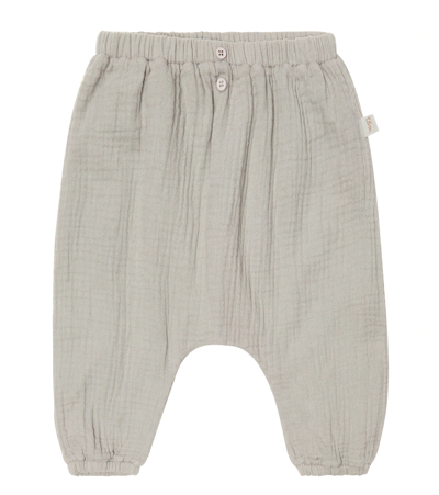Il Gufo Baby Cotton Clocqué Pants In Stone Grey