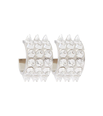 Amina Muaddi Karma Crystal-embellished Earrings In Silver Base