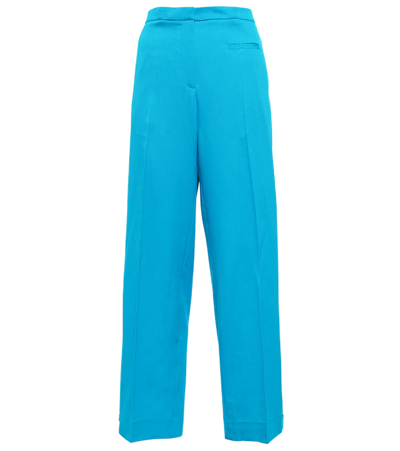 Jw Anderson Wool And Mohair Straight Pants In Aqua