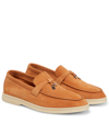 Loro Piana Summer Charms Walk Suede Loafers In Brown