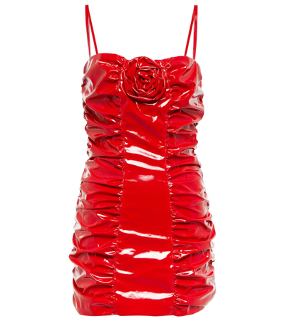 Blumarine Red Rose Detail Patent Mini Dress