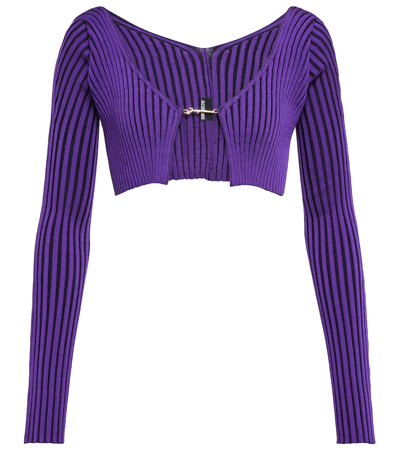 Jacquemus Cropped Long-sleeve Top In Purple