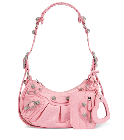 Balenciaga Le Cagole Xs Crinkled-leather Shoulder Bag In Sweet Pink