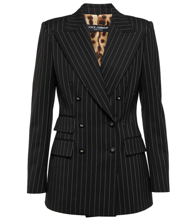 Womens Jackets Dolce & Gabbana Jackets Dolce & Gabbana Turlington Pinstripe Wool-blend Blazer in Black 
