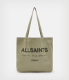 Allsaints Underground Logo-print Cotton-canvas Tote Bag In Nori Green/bla