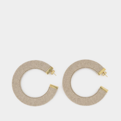 Jacquemus Large Fabric Hoop Earrings In Beige