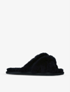 UGG UGG WOMEN'S BLACK SCUFFIATA ROUND-TOE SHEEPSKIN SLIPPERS,59542408