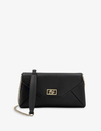 Dune Elissia Envelope Faux-leather Clutch Bag In Black-synthetic Recycled
