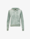 Juicy Couture Robertson Logo-embroidered Velour Hoody In Chinois Green