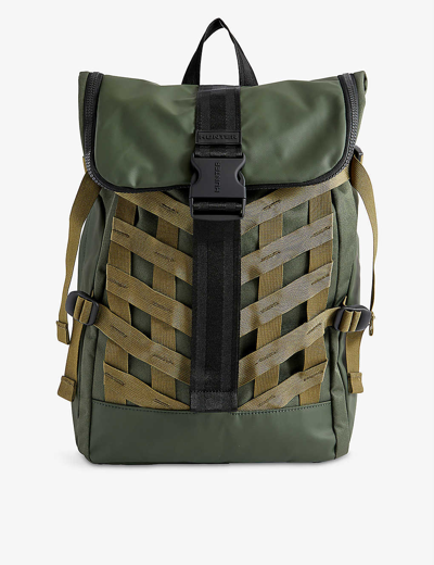 Hunter Explorer Panelled Woven Backpack In Green