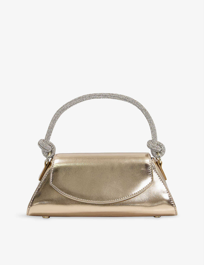 Dune Brynley Diamante-embellished Metallic Hand Bag In Gold-plain Synthetic