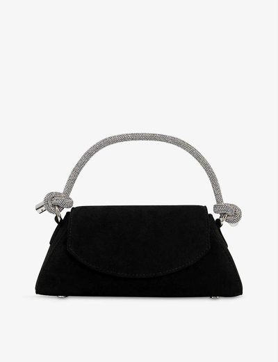 Dune Brynley Diamante-embellished Velvet Hand Bag In Black-fabric