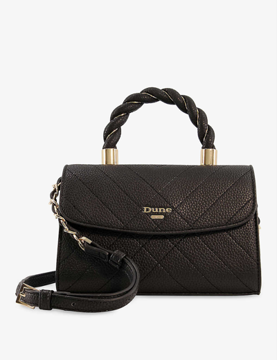 Dune Dinks Twisted-handle Quilted Mini Faux-leather Crossbody Bag In Black-synthetic Recycled