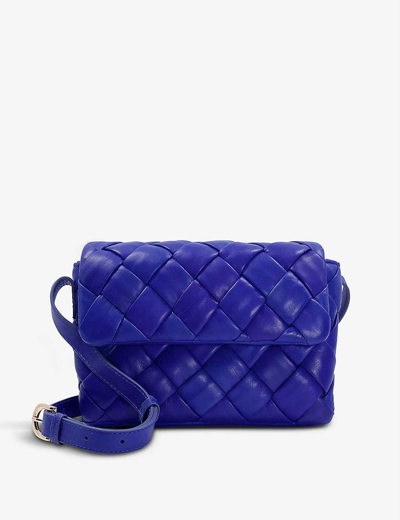 Dune Dempsey Woven Leather Cross-body Bag In Blue-leather