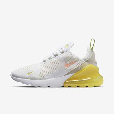 Nike Air Max 270 Low-top Sneakers In White/crimson Bliss/yellow Strike