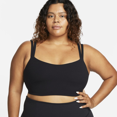 Nike Women's Zenvy Strappy Light-support Padded Sports Bra (plus Size) In Black