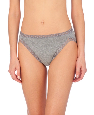 Natori Bliss French Cut Brief Panty Underwear With Lace Trim In Heather Grey