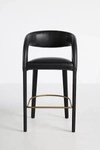 Anthropologie Leather Hagen Counter Stool In Black