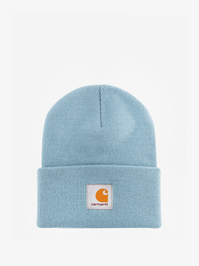 Carhartt Logo-patch Knitted Hat In Blue