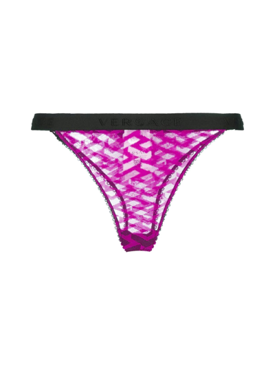 Versace All-over Monogram-pattern Briefs In Pink