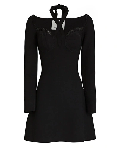 3.1 Phillip Lim Pointelle-trimmed Halter Mini Dress In Black