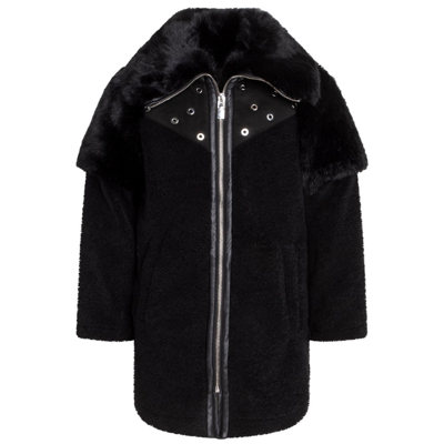 Givenchy Kids' Girls Black Faux Shearling Coat