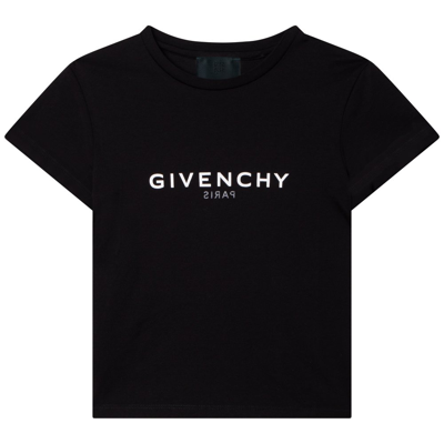 Givenchy Kids Logo Printed Ruffled Crewneck T In Nero