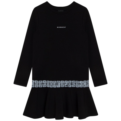 Givenchy Kids 4g Motif Logo Embroidered Sweatshirt Dress In Black