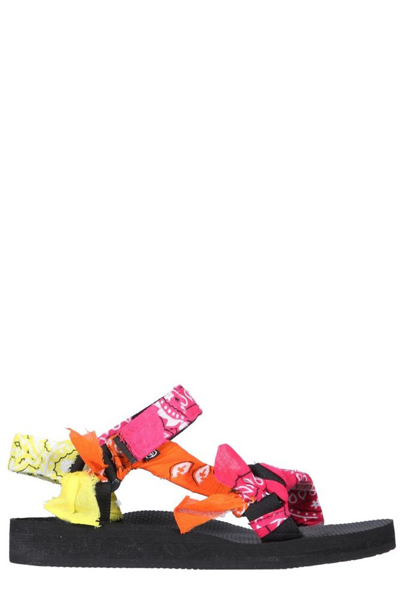 Arizona Love Trekky Paisley Print Sandals In Fuchsia,orange,yellow