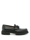 Ferragamo Gancini-charm Leather Mocassin Loafers In Black