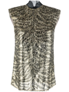 Roberto Cavalli Metallic Flocked Blouse In Neutrals