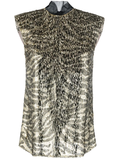 Roberto Cavalli Metallic Flocked Blouse In Neutrals