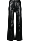 Rotate Birger Christensen Rotie Snake-effect Vegan Leather Straight-leg Pants In Schwarz