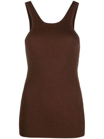 Totême Longline Ribbed Jersey Tank Top In Brown