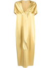 Totême Knot-detail Cape Maxi Dress In Yellow