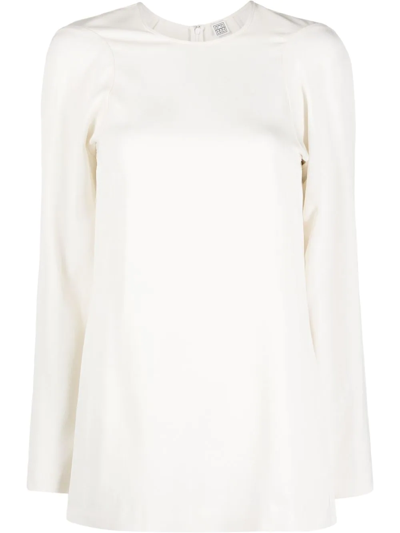 Totême Slouched-shoulder Long-sleeve Blouse In White