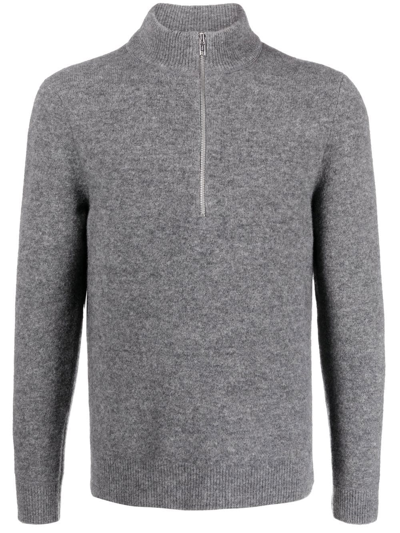 Filippa K M. Andrew Half-zip Jumper In Grey