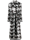Philipp Plein Houndstooth-print Belted Coat In Nude