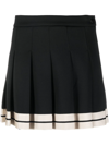 Palm Angels Black Track Pleated Mini Skirt In Black Butter