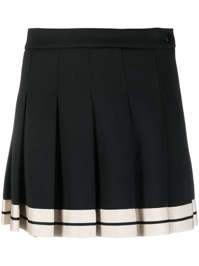 Palm Angels Black Track Pleated Mini Skirt