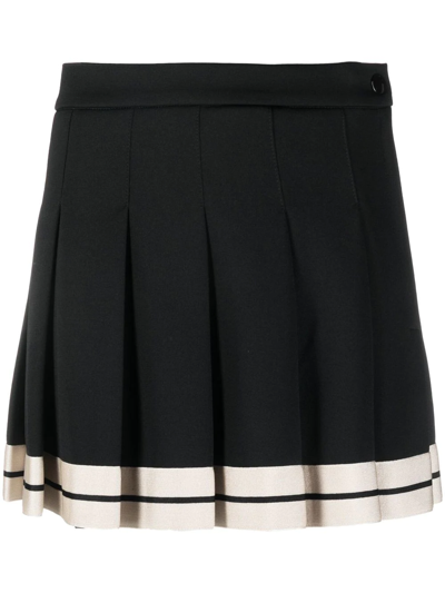 Palm Angels Black Track Pleated Mini Skirt In Schwarz