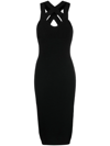 Patou Criss-cross Straps Midi Dress In Black