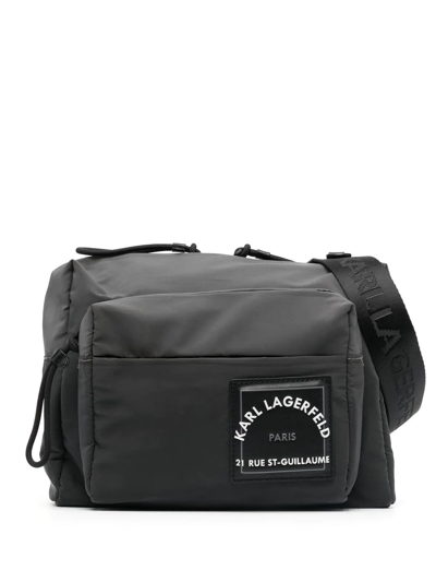Karl Lagerfeld Logo Messenger Bag In Grey