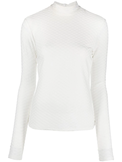 Karl Lagerfeld Textured Long-sleeve Top In White