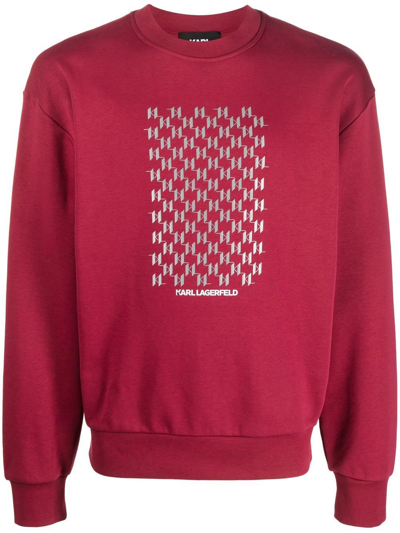 Karl Lagerfeld Logo-print Organic Cotton Sweatshirt In Red