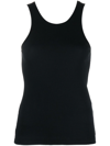 Totême Fine Curved Ribbed Tank Top In Black