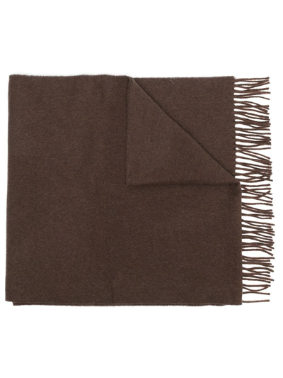 Totême Fringed-edge Knit Scarf In Brown